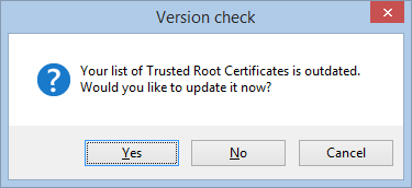 หน้าจอแจ้ง Trusted Root Certificates ให้ตอบ Yes เพื่อดำเนินการต่อ