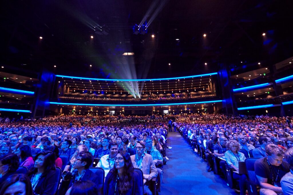 Nearly 7,000 attendees across creative industries attend Adobe MAX, the world’s leading creativity conference, at the Microsoft Theater on Monday morning October 5, 2015 in Los Angeles, California.