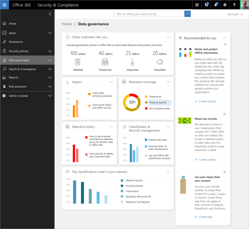 Applying intelligence to security and compliance in Office 365 3